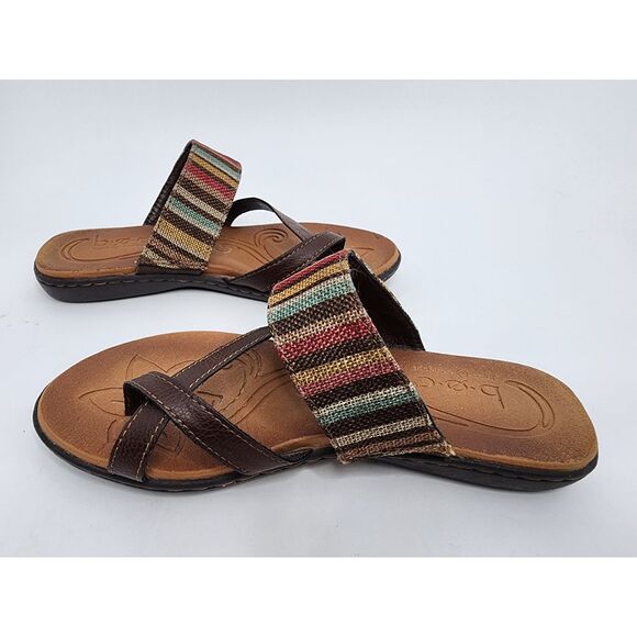 B.O.C. Born O Concept Brown Thong Slip on Striped Sandal‎ Size 6 - Picture 7 of 10